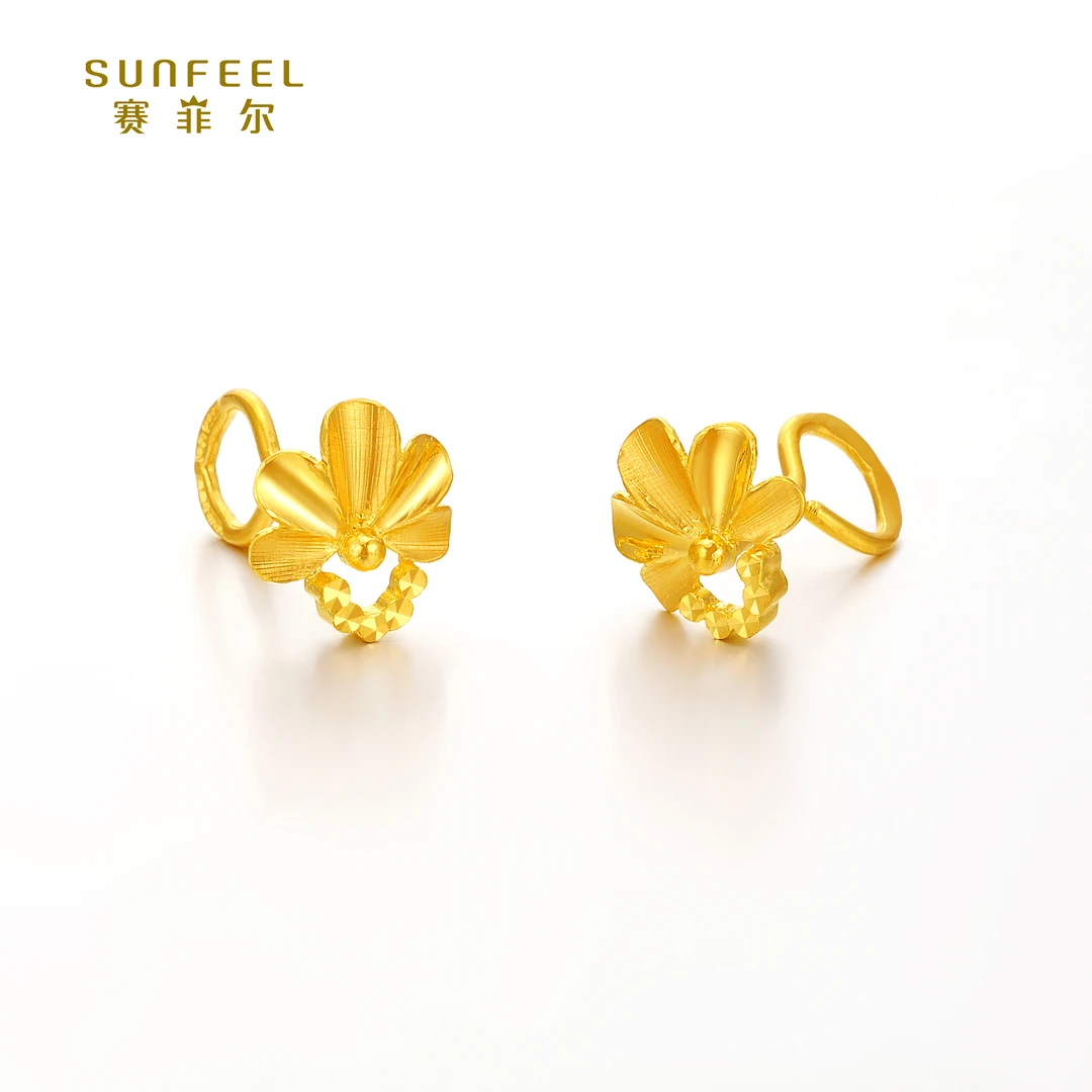 SUNFEEL/赛菲尔【八店】足金999.9时尚款仿钻艺术耳钉RDC0708700