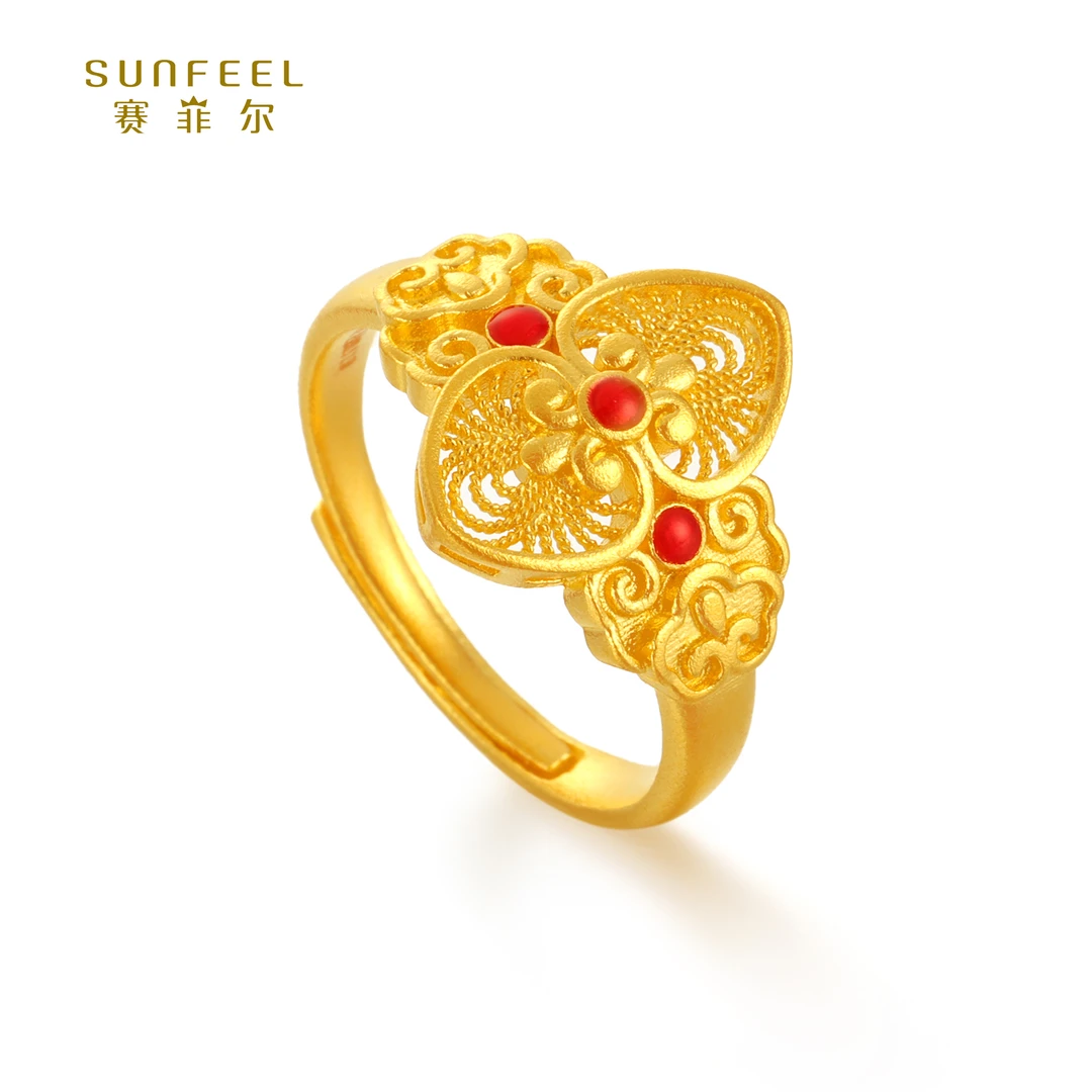 SUNFEEL/赛菲尔【一店】足金古法金炫彩戒指HJ37010299