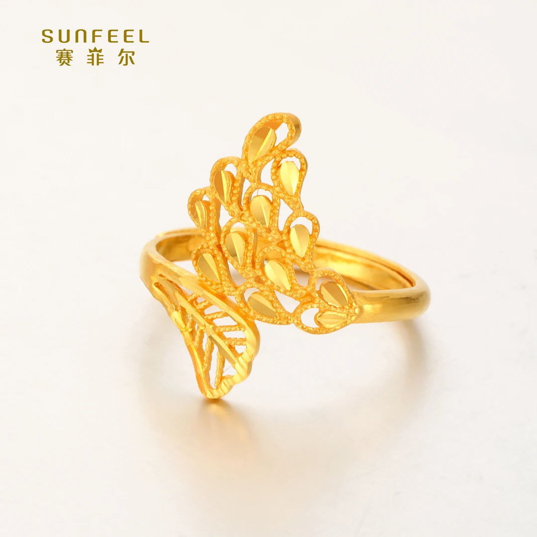 SUNFEEL/赛菲尔【一店】足金经典时尚凤尾羽毛戒指HJ01051798