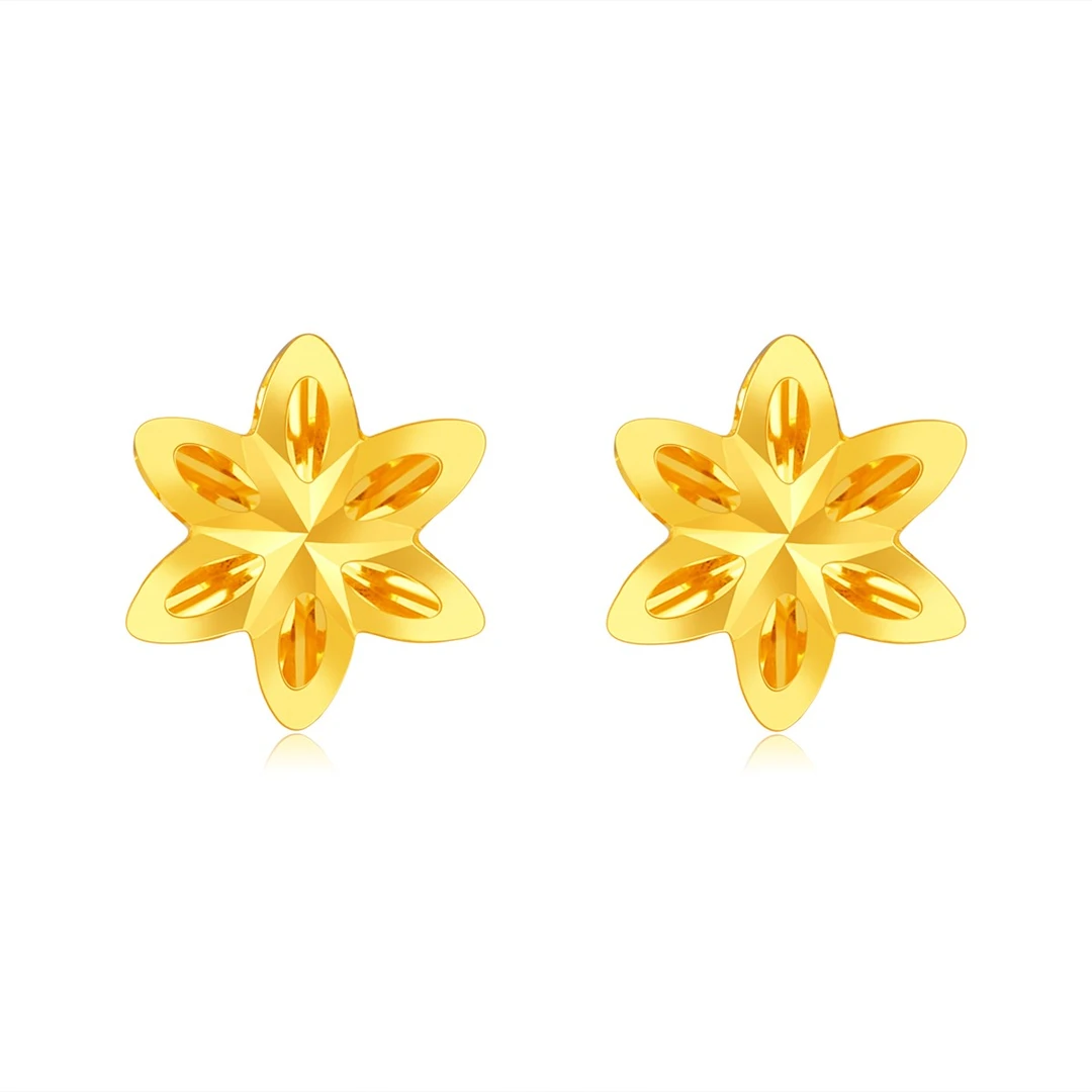 SUNFEEL/赛菲尔【授权店】足金999.9绚丽六瓣花耳钉RCA00135