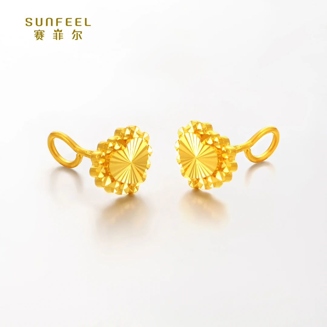SUNFEEL/赛菲尔【五店】足金999.9心形仿钻耳钉RDA00561/HR010604
