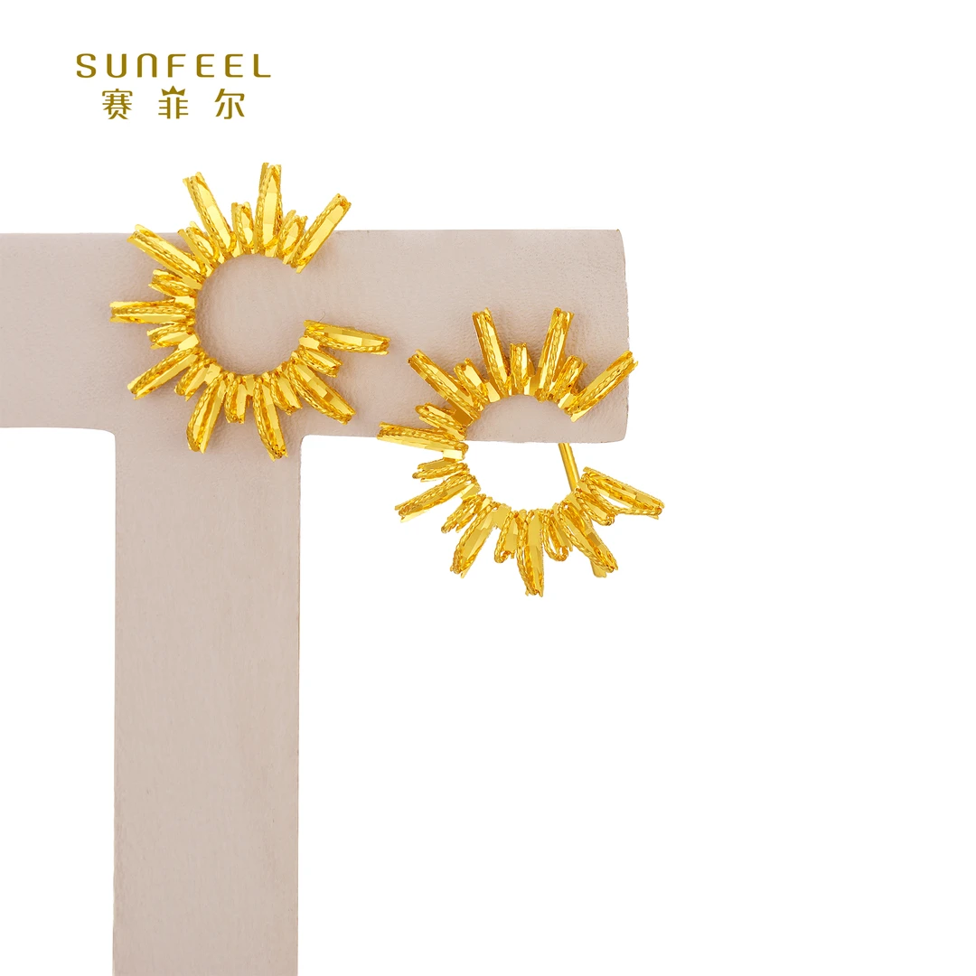 SUNFEEL/赛菲尔【一店】足金5G艺术太阳花耳钉5GE00648