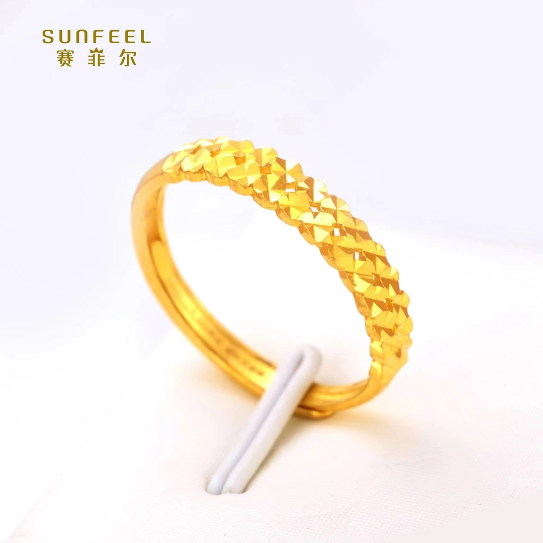 SUNFEEL/赛菲尔【授权店】足金999.9双排仿钻戒指HJ051683