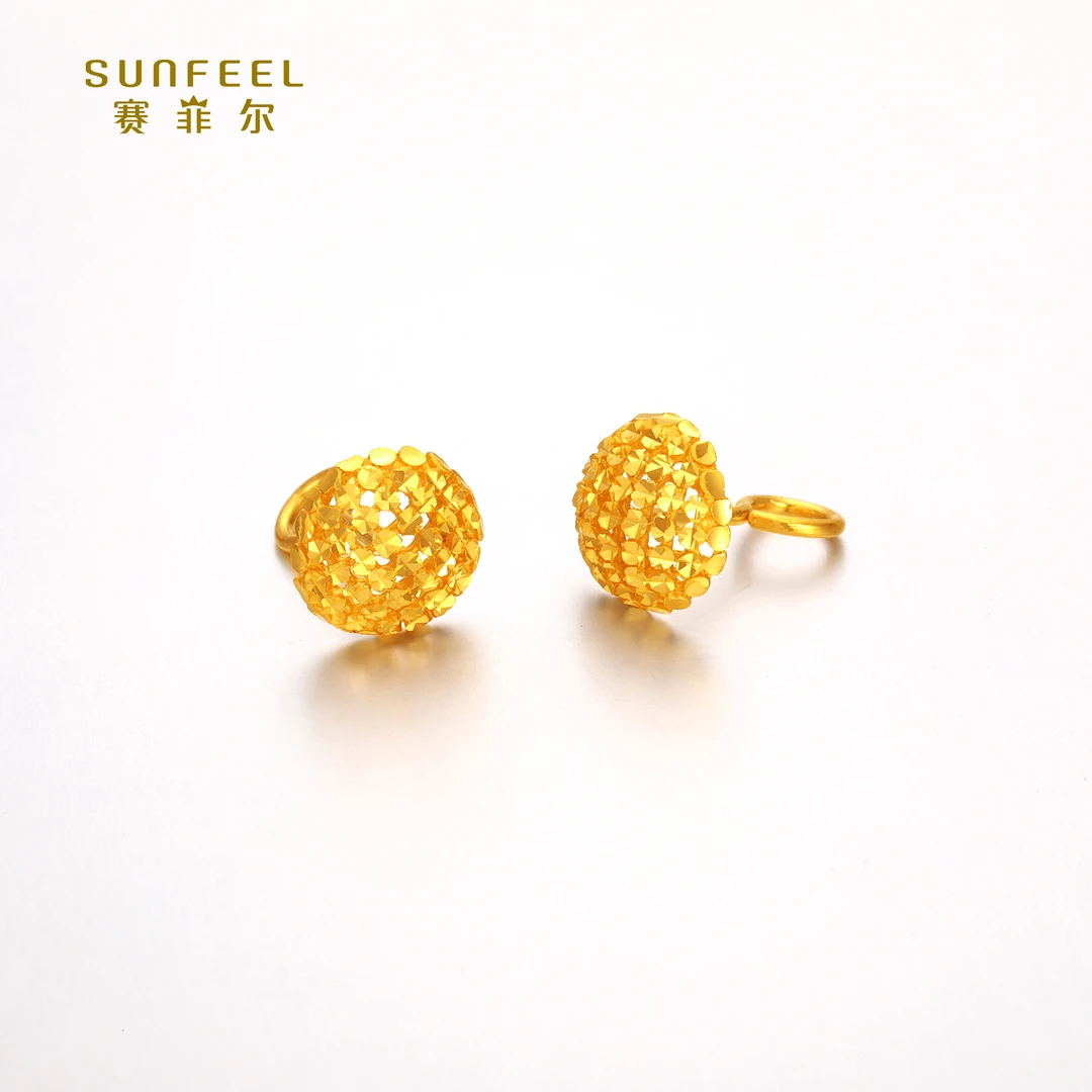 SUNFEEL/赛菲尔【一店】足金999.9时尚款仿钻艺术耳钉RDA00647