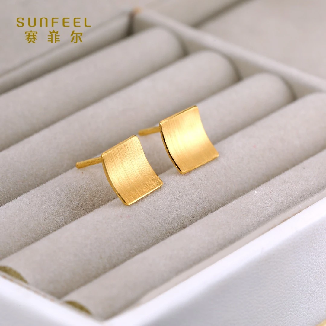 SUNFEEL/赛菲尔【八店】足金冲剪时尚耳钉RCA00163/HR010080-2
