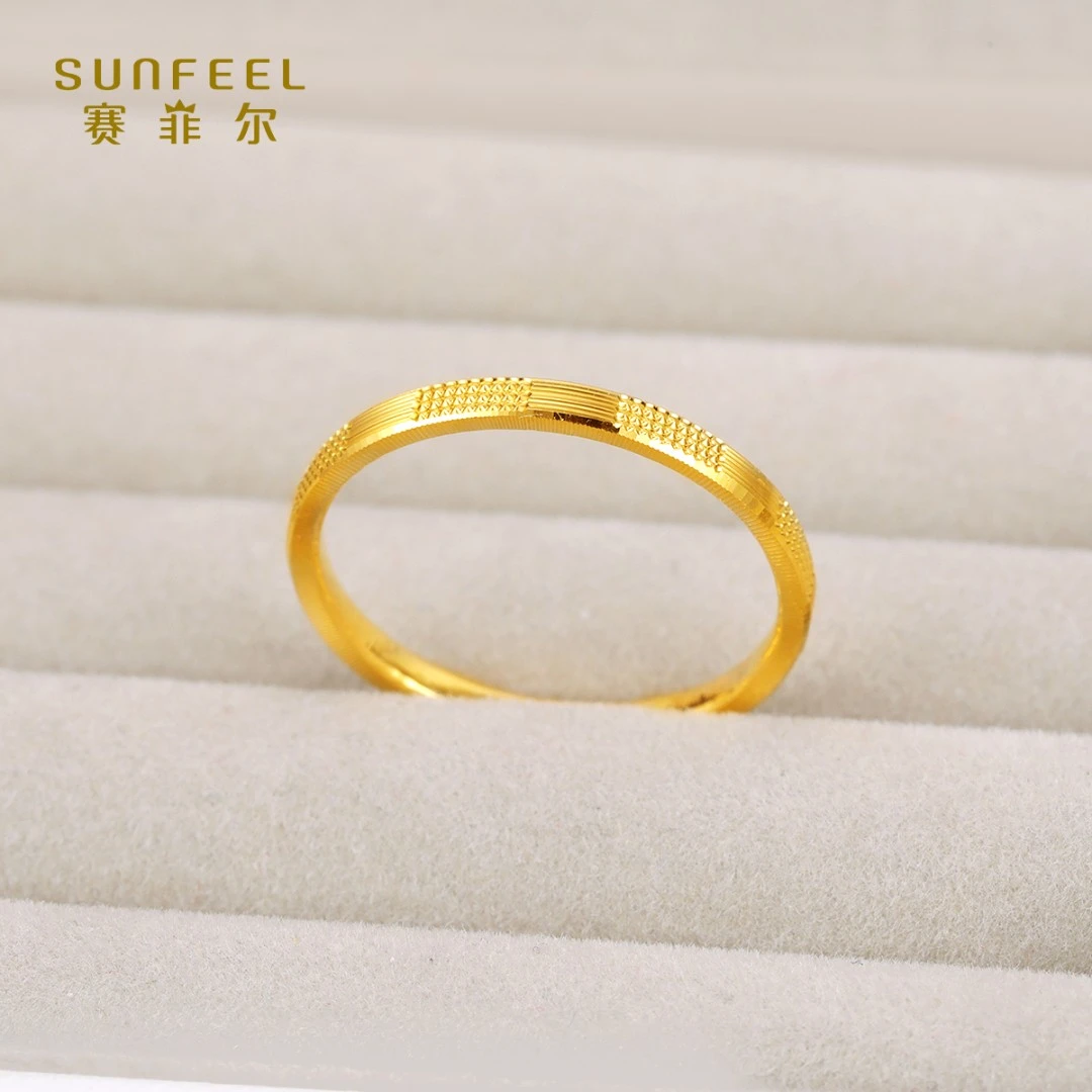 SUNFEEL/赛菲尔【五店】足金精炫金CNC时尚固口戒指JSA00018-2