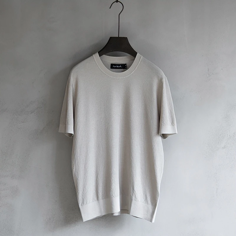 北纬三十度原创设计师品牌男装春夏棉时尚纯色针织宽松短袖T恤