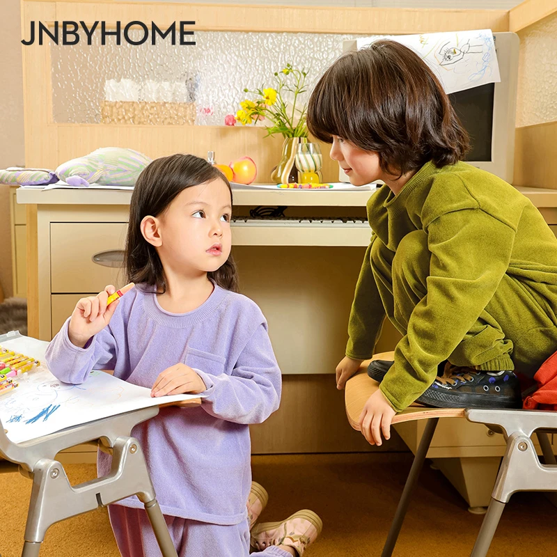 JNBYHOME春雪尼尔儿童家居服运动套装开衫休闲亲子装