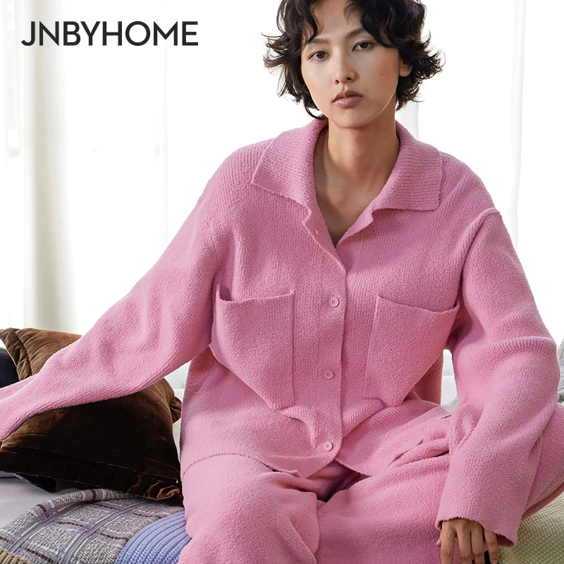 JNBYHOME江南布衣秋冬新半边绒家居服套装女士睡衣情侣时尚外穿