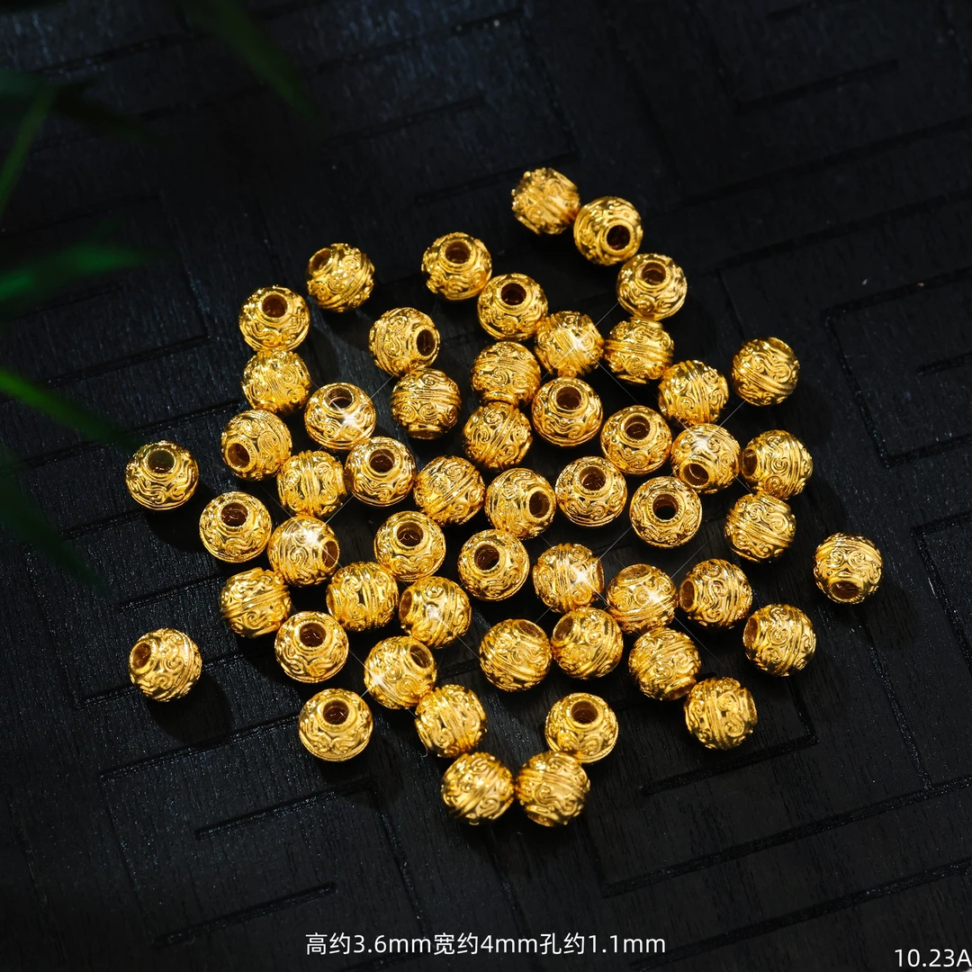 【工厂浮力】18K金祥云金珠4mm隔珠配件中穿隔珠配饰A