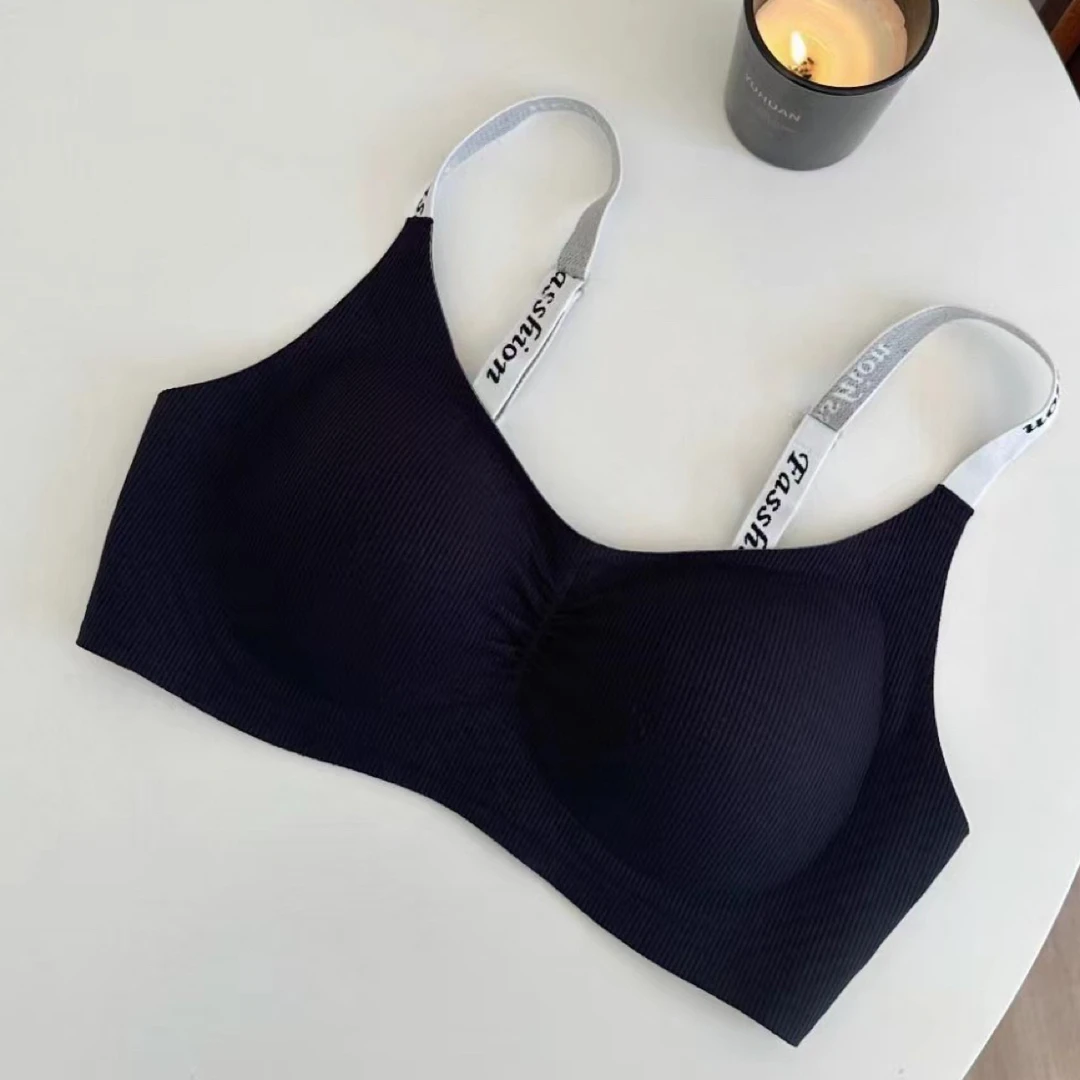 果冻字母bra肩带奶皮无痕内衣女小胸聚拢无钢圈舒适少女文胸新款