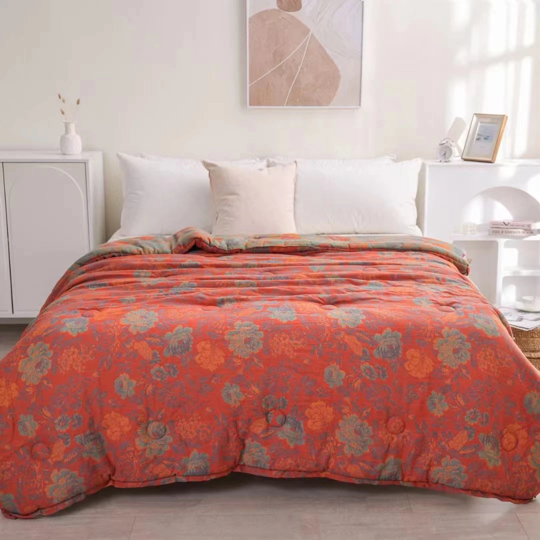 【升级版富贵牡丹】 200cm x  230cm 加厚色织双层纱被子