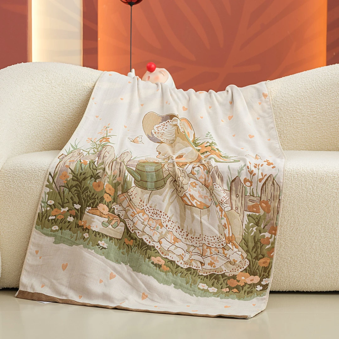 【清凉一夏】棉纱浴巾80x160cm-田园小兔