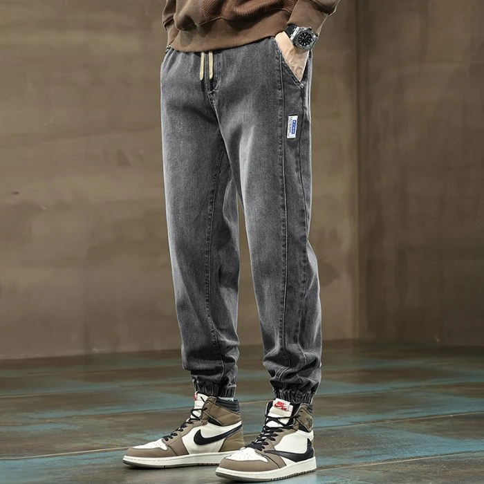 束脚牛仔裤2024年秋冬季新款男士宽松哈伦裤潮流舒适百搭休闲长裤