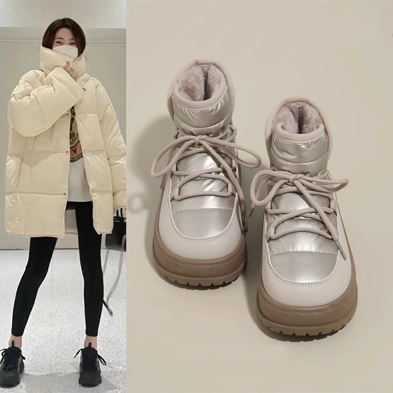 厚底雪地靴女款2024新款冬季加绒加厚保暖大棉鞋东北防水防滑棉靴