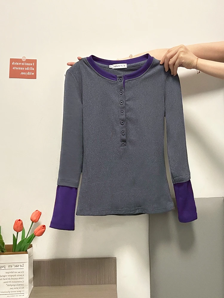 加厚保暖打底衫内搭2024冬季大码胖mm长袖t恤显瘦遮肚上衣  5561