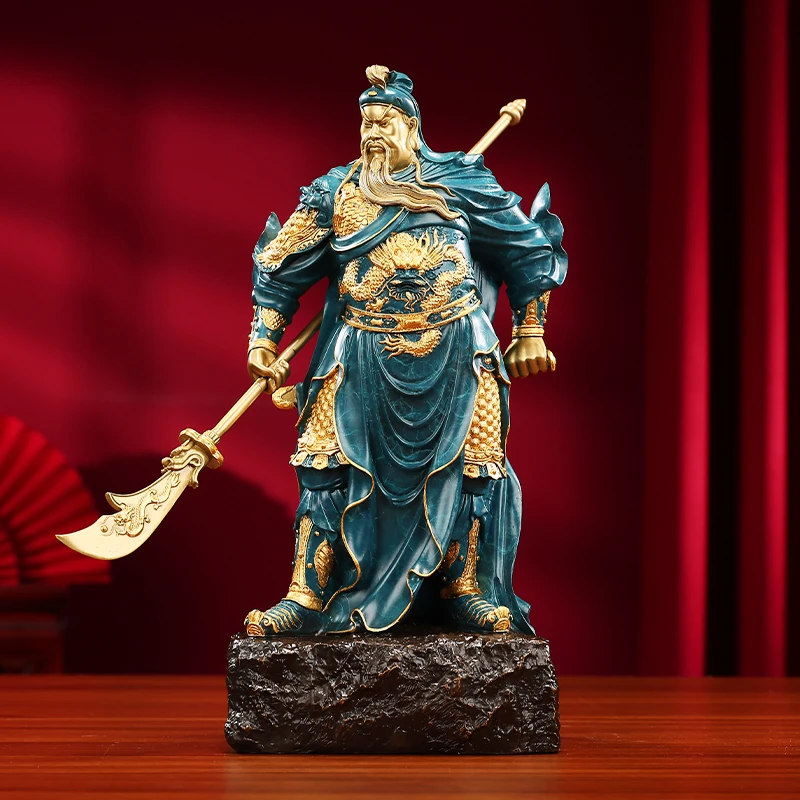 铜欣祥黄铜【武圣关公】关羽武财神关公立像工艺品办公室生意摆件