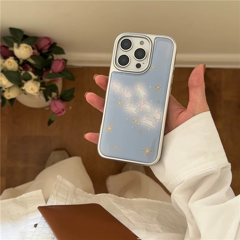 少女可爱星星兔子适用苹果15手机壳iphone16promax全包14防摔13女