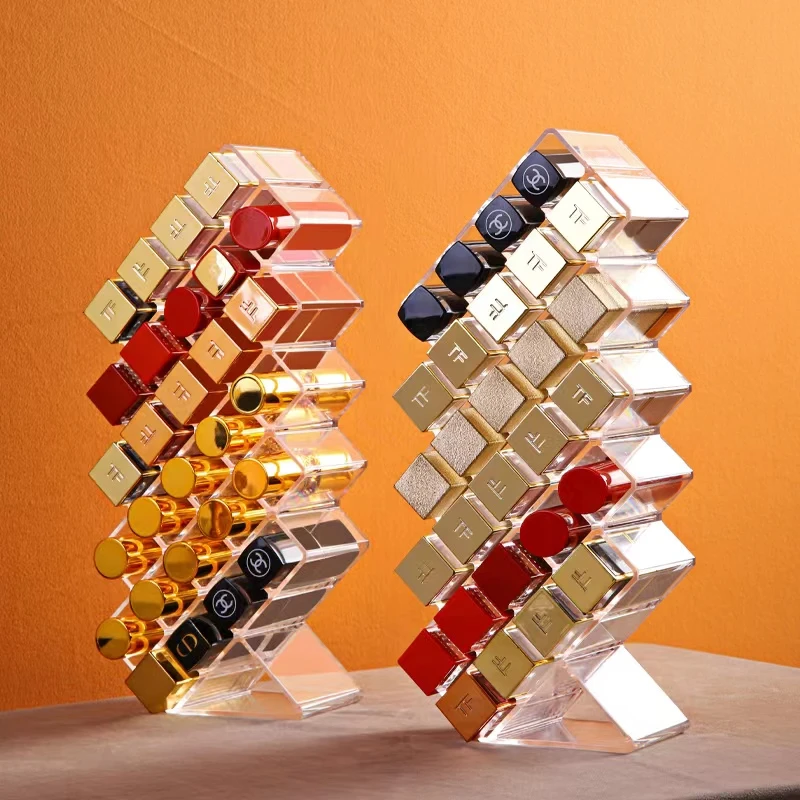 口红架收纳盒多格展示置物架子ins少女心小透明家用化妆品整理盒