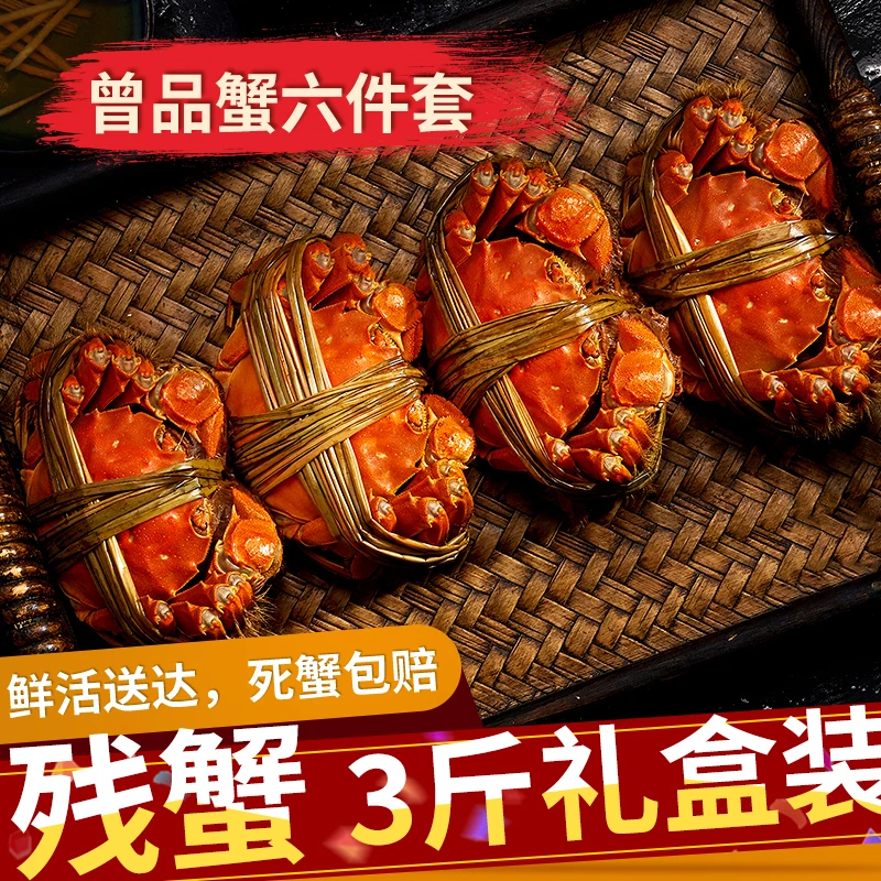 【断脚蟹3斤】大闸蟹公母蟹鲜活新鲜礼盒装