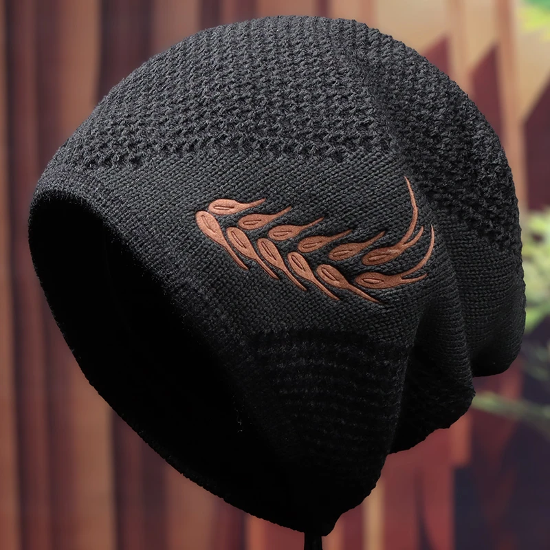 帽子男秋冬季加厚针织毛线堆堆帽潮防寒护耳套头帽滑雪百搭包头帽