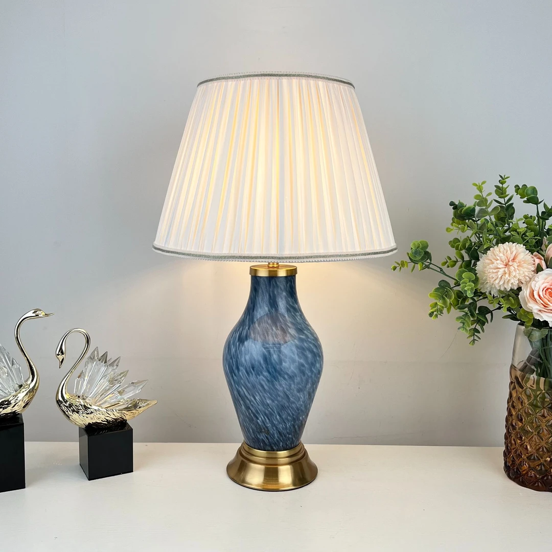 现代琉璃玻璃台灯卧室床头灯欧式简约美式温馨奢华客厅轻奢复古灯