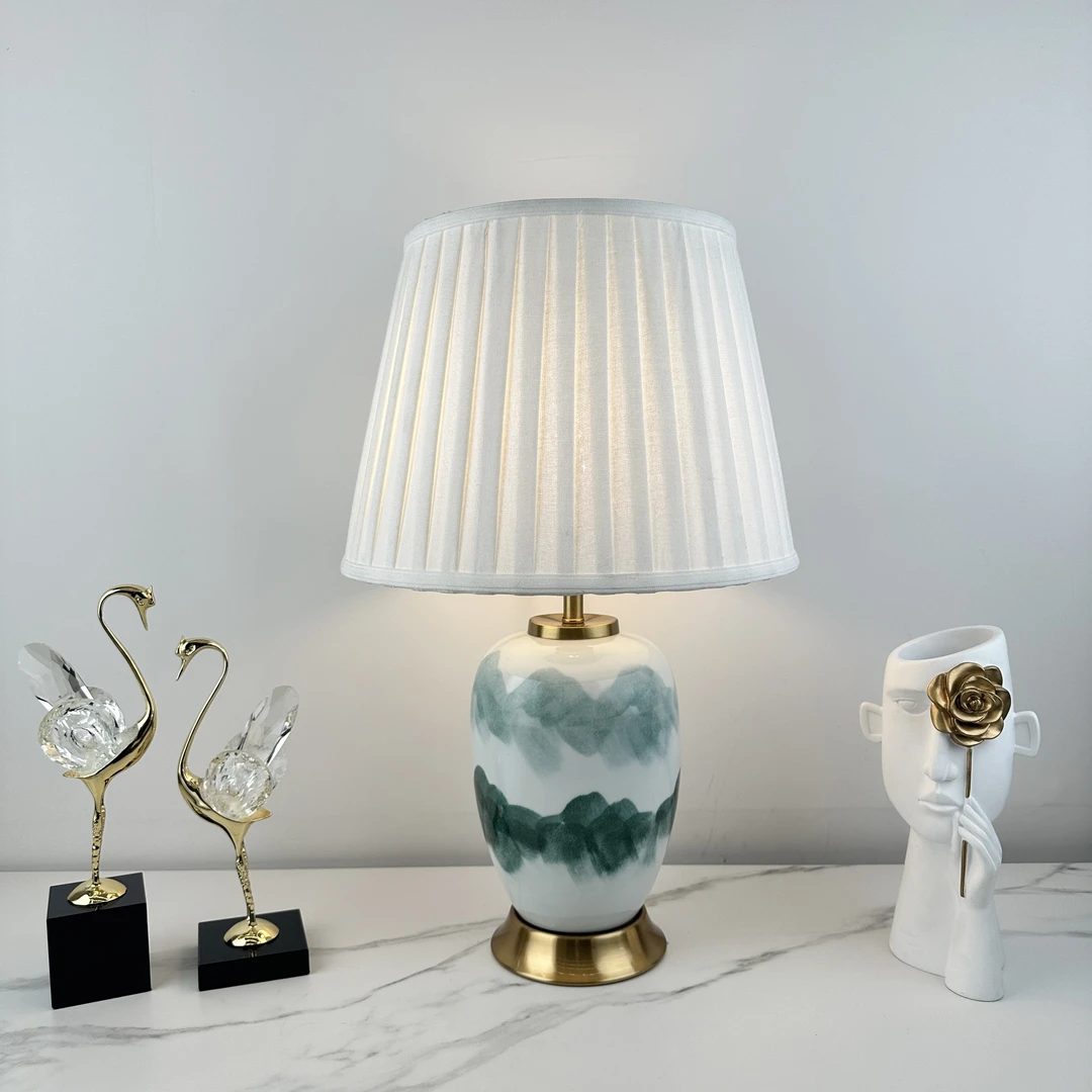 新中式陶瓷台灯客厅复古窑变卧室床头现代简约山水景德镇陶瓷书房