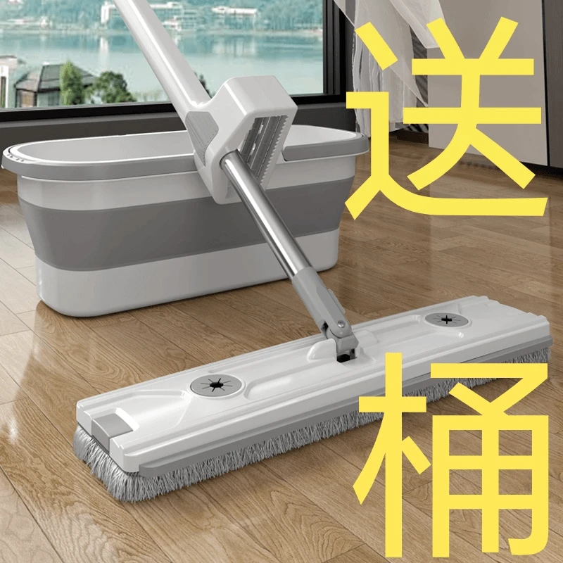 4布带桶45CM免手洗平板拖把懒人一拖净干湿两用墩布拖地神器吸水