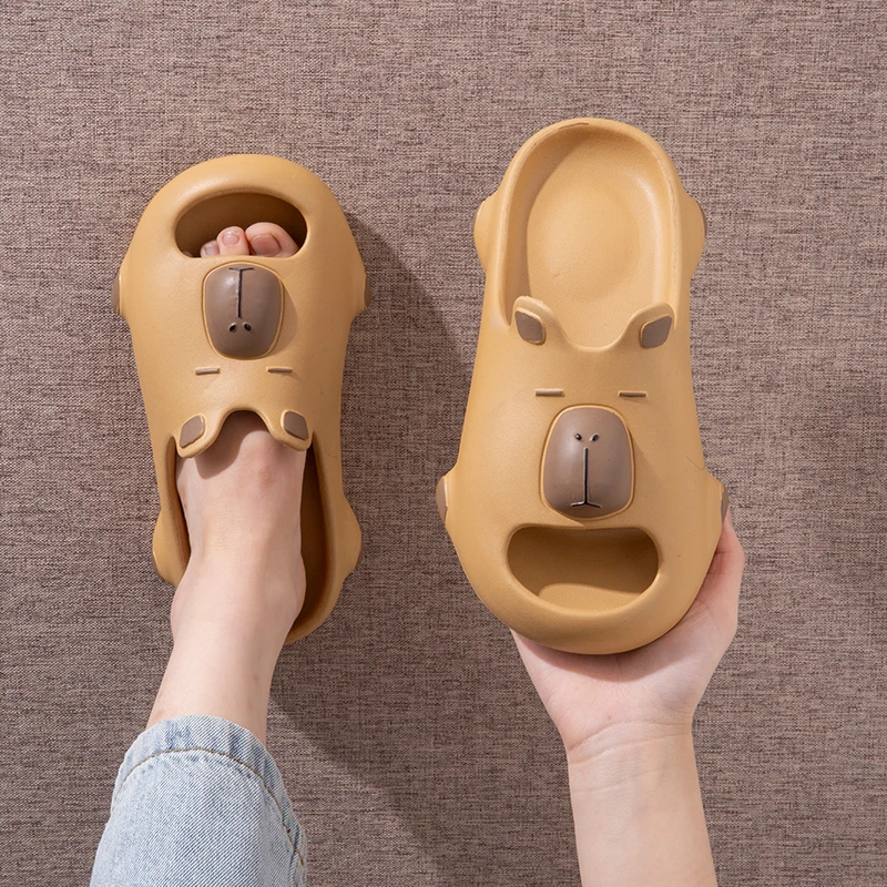 卡皮巴拉凉拖鞋女士2024夏季新款卡通情侣时尚居家软底EVA凉拖鞋