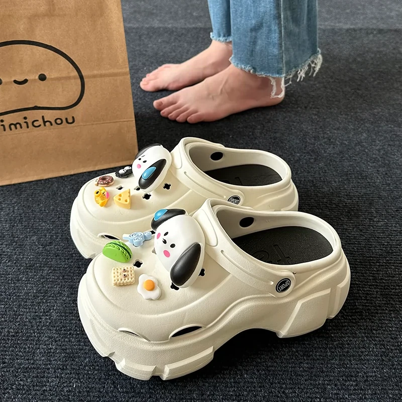 ECAC厚底无语狗狗洞洞鞋女款夏季增高2025新款网红沙滩防滑凉拖鞋