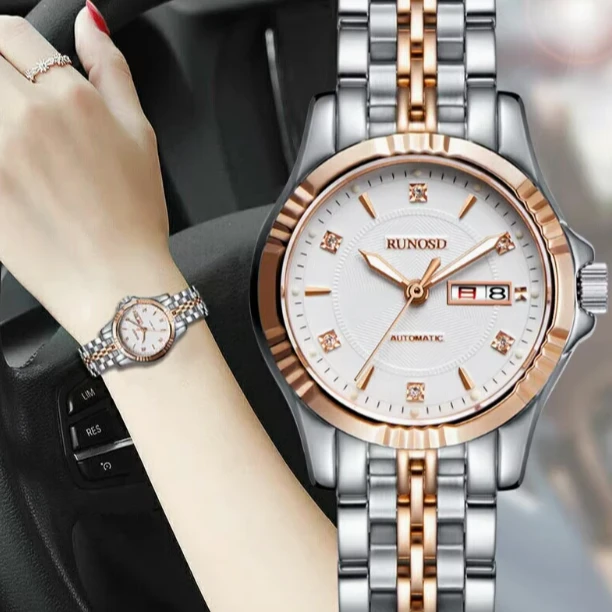 专柜正品斯诺威登机械表女士全自动防水时尚镶钻女表8098