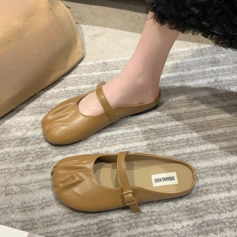 包头半拖鞋女夏季外穿2024新款平底休闲孕妇懒人鞋穆勒鞋半拖单鞋