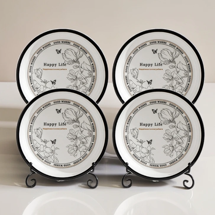 小香风碗轻奢陶瓷盘子碗盘套装米饭碗家用汤碗高颜值陶瓷碗盘餐具