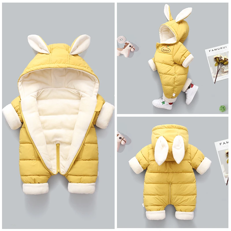 【反季】婴幼儿加绒加厚连帽夹棉连体哈衣长爬冬季新款宝宝外出服潮