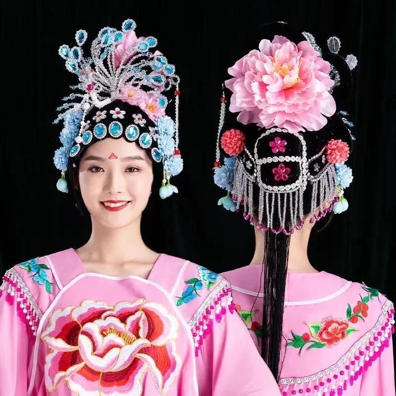 新款戏曲戏剧古典舞发饰花旦跳舞头饰广场舞蹈东北大秧歌头饰头花