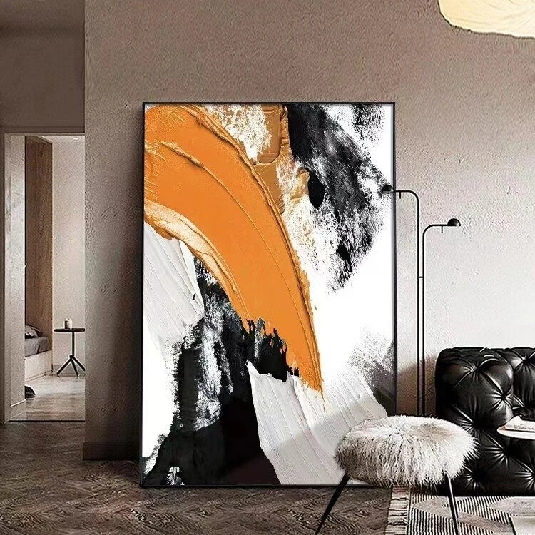 堆金积玉雪川油画风抽象玄关装饰画竖版挂画现代简约玄关装饰画