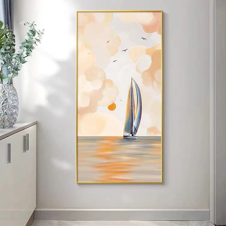 【一帆风顺】视觉油画质感玄关装饰画竖版挂画现代简约简美潮流品质