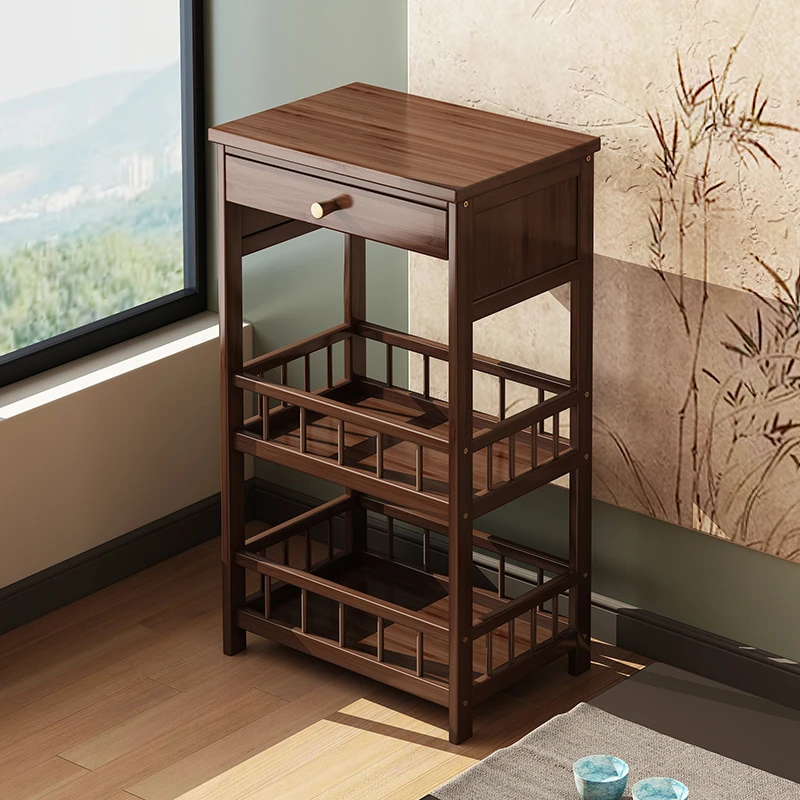 加厚展示架多层置物架摆件楠竹新中式博古架茶具古玩茶柜置物架