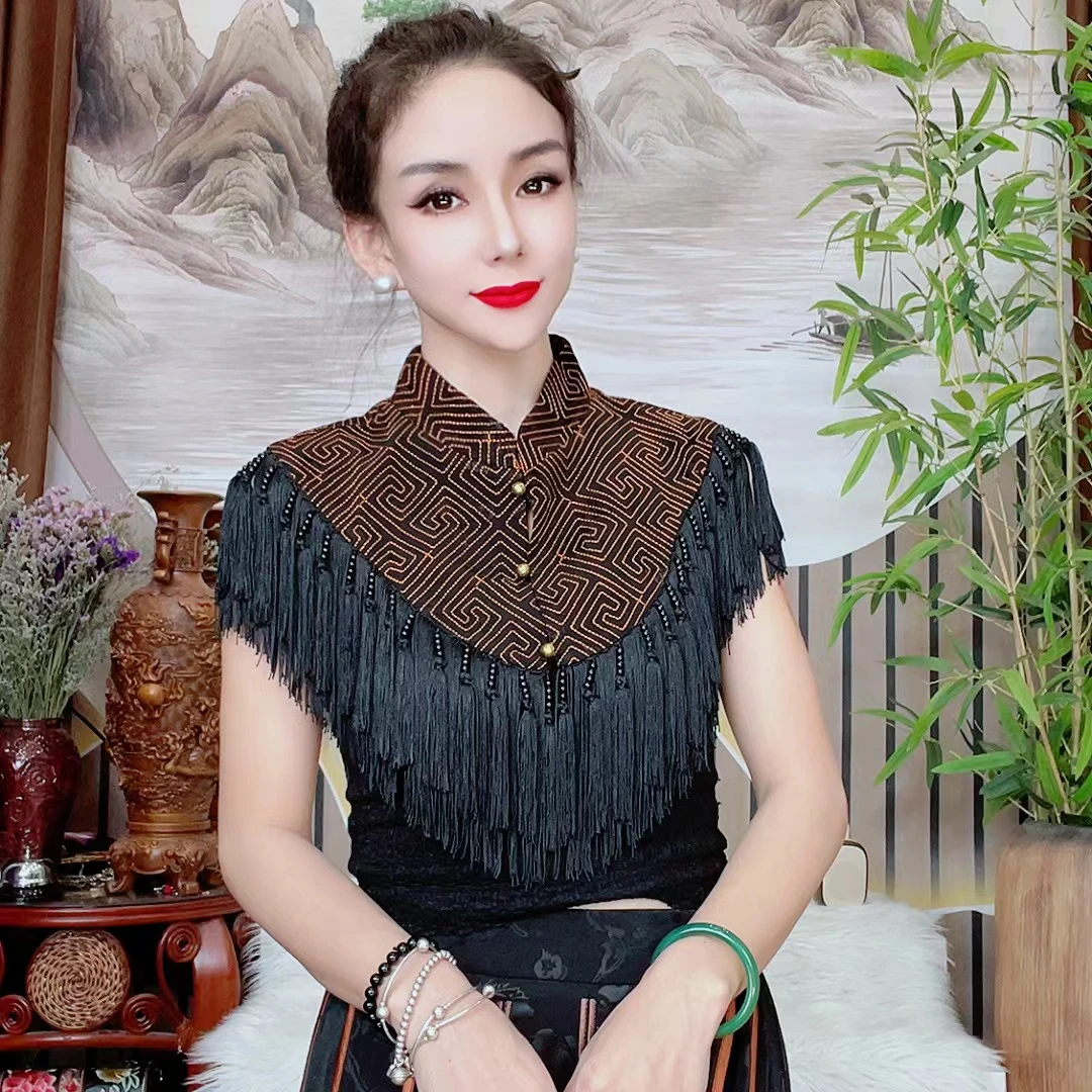 民族风老绣款刺绣披肩001