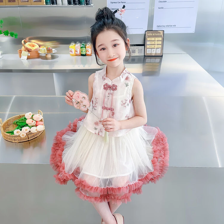 女孩汉服套装夏季新款2024夏装儿童新中式古风女孩两件套新中式