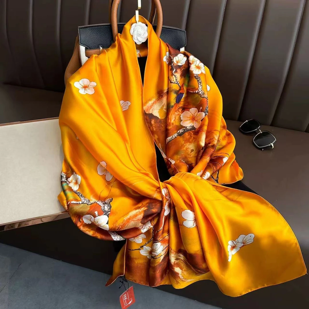 1-518 丽景段90X180左右丝巾长巾 腊梅