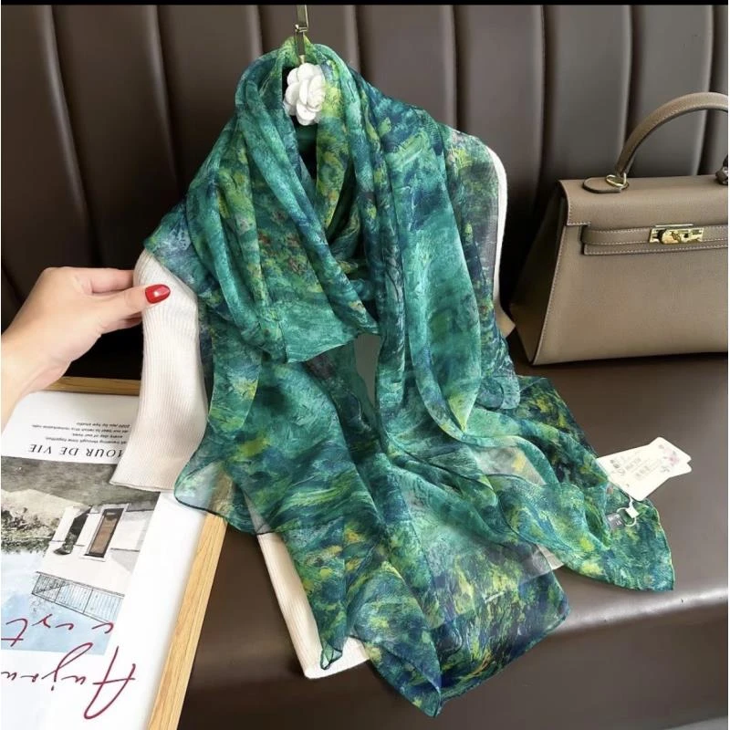 1-156【绿色花园】优柔纱130x180左右丝巾时尚百搭高档沙滩巾