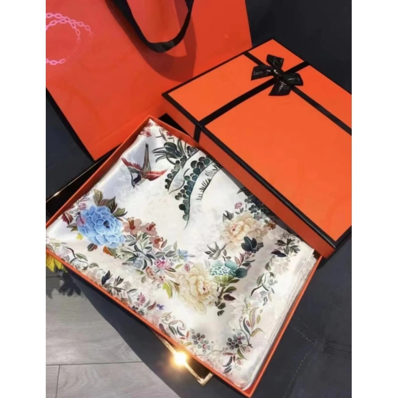 【百鸟朝风】香云  提花 花萝 镂空 龟裂纹  140*140 丝巾 xys-1