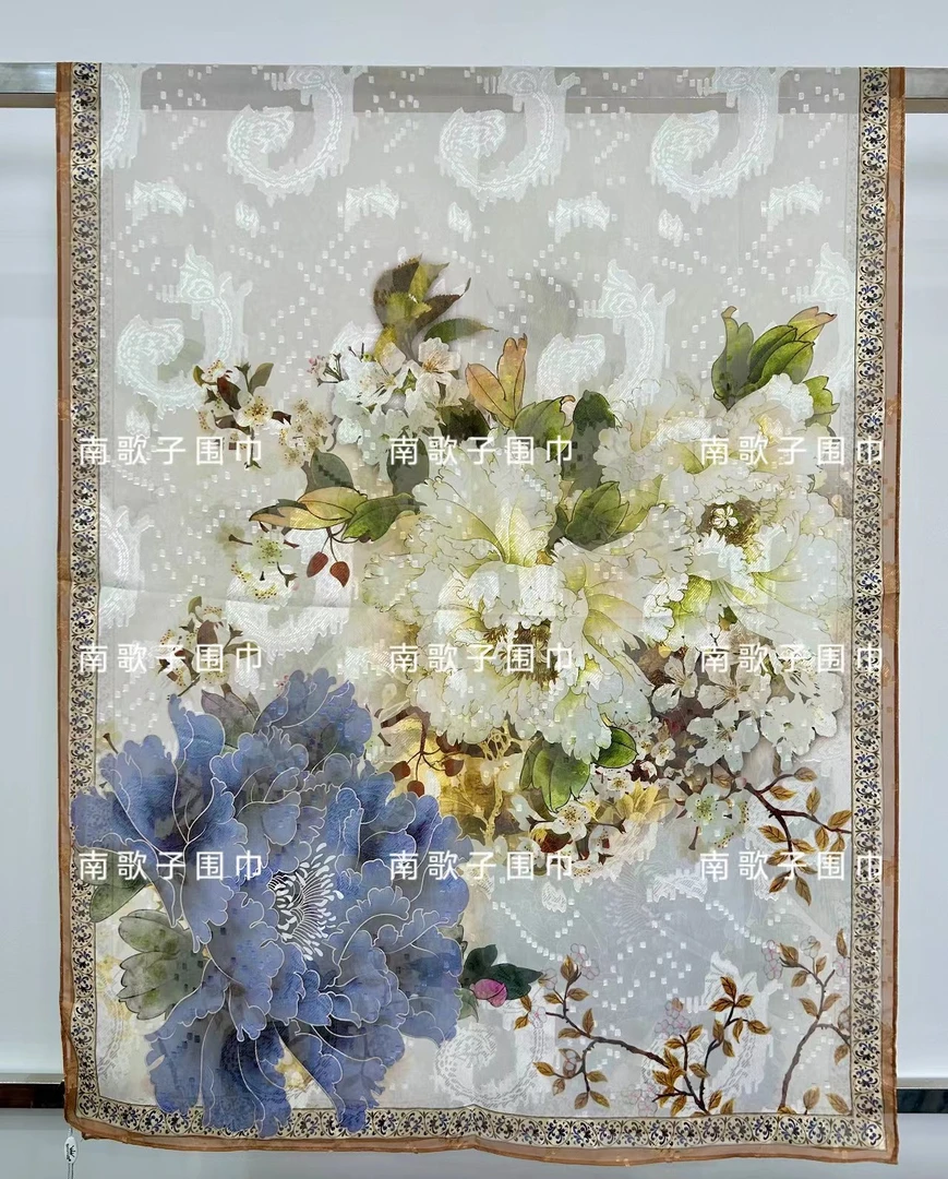 xys-160【清耀牡丹】 提花 苏萝 镂空 剪花180*70长巾