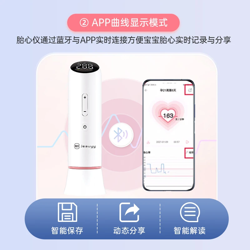 嘉医超声多普勒胎儿心率仪家用孕妇胎心仪P600L胎心监测仪蓝牙版