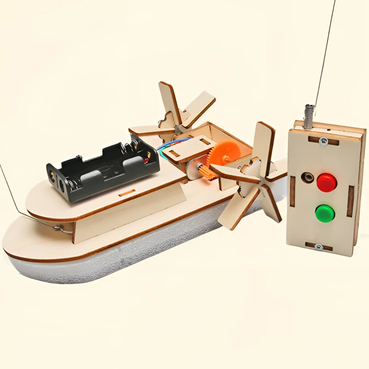 科学制作发明儿童益智拼插玩具diy自制简单遥控明轮船儿童节礼物