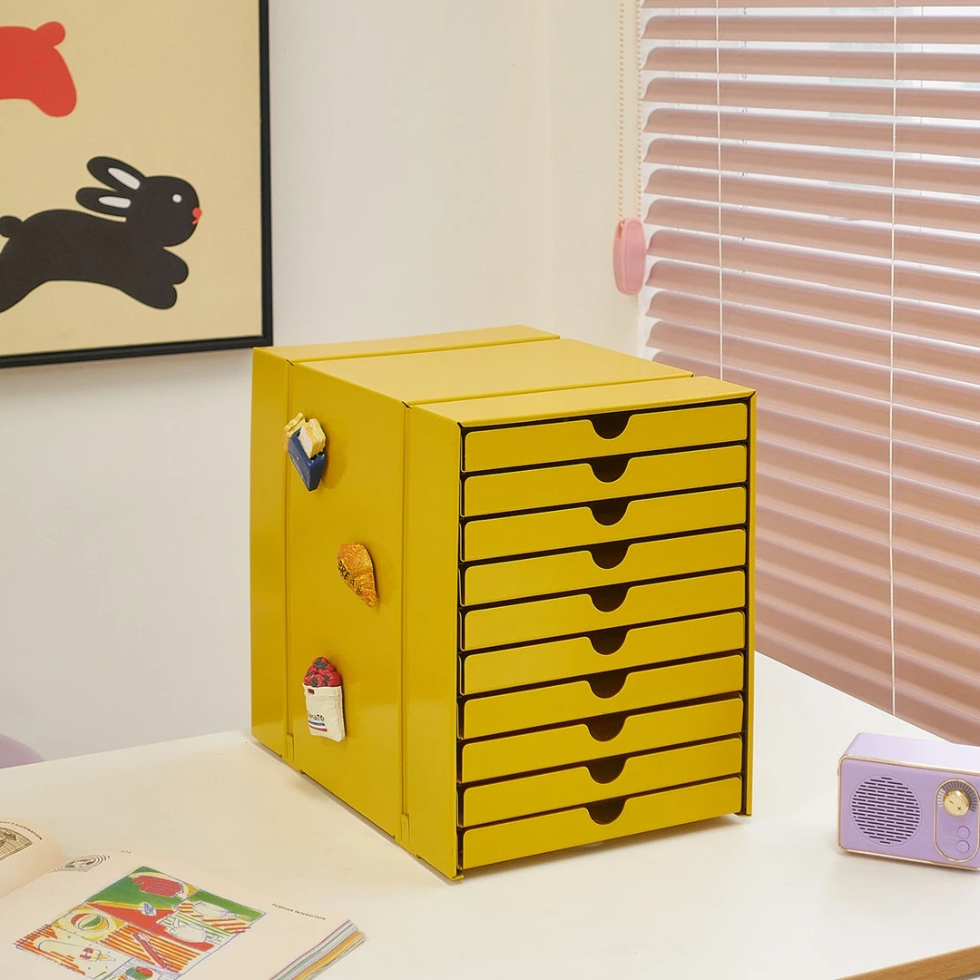 现代简约多层抽屉式金属文件柜桌面收纳储物柜