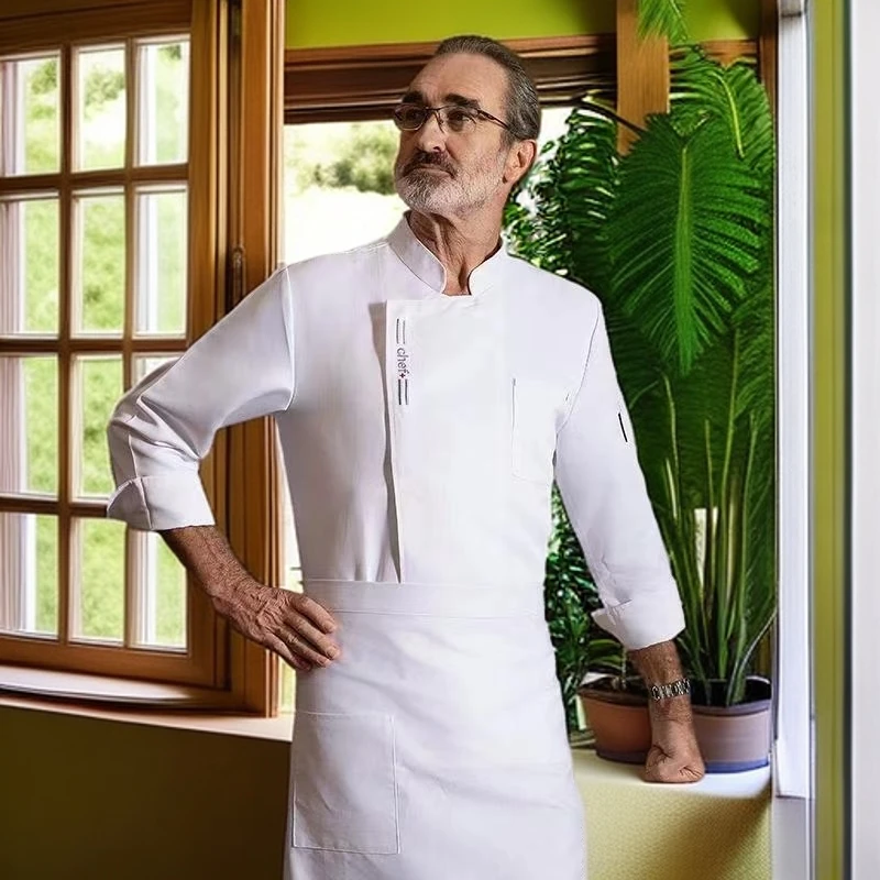 加号长袖厨师服上衣餐饮火锅烧烤厨房酒店饭店后厨立领工服秋冬