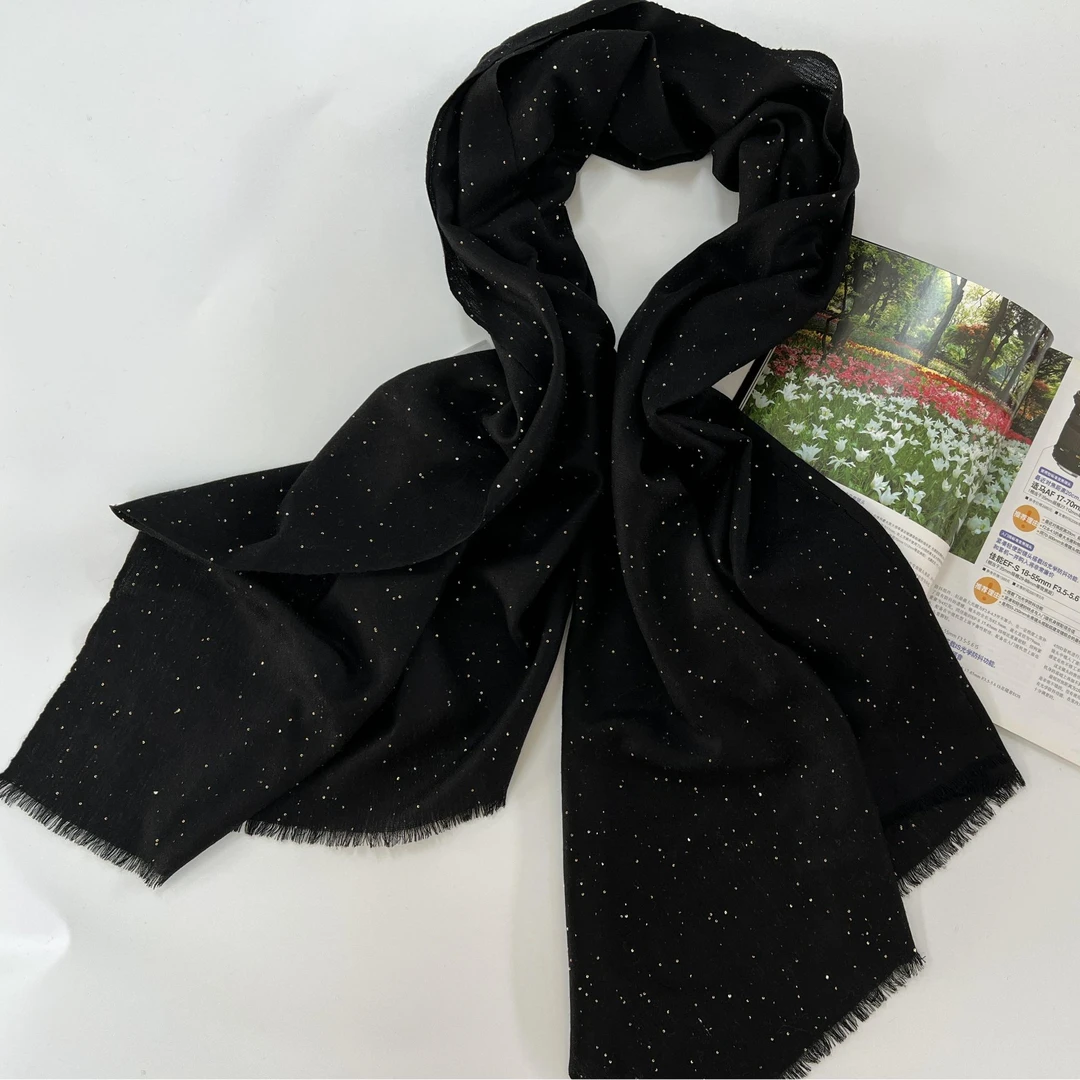 厚生24230水溶羊毛高纱支素色珠片素色披肩  高贵时尚 大方