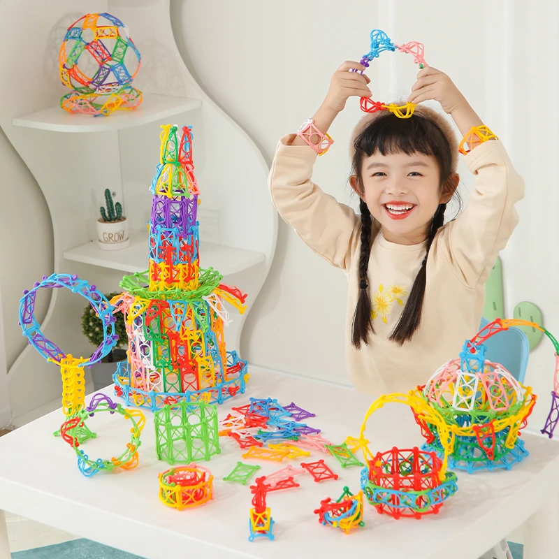 幼儿手工精细动作diy教具软体编织花篮积木儿童益智拼插玩具3-6岁